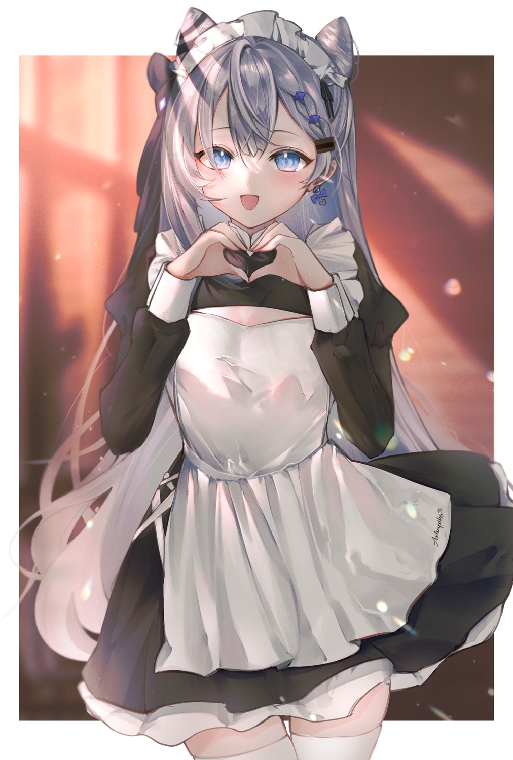 hololive hololive_indonesia maid nellku thighhighs vestia_zeta