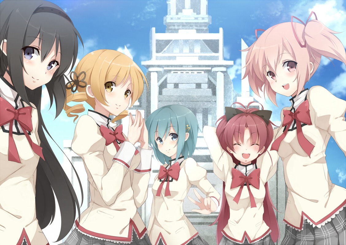 akemi_homura kaname_madoka kujou_ichiso miki_sayaka puella_magi_madoka_magica sakura_kyouko seifuku tomoe_mami