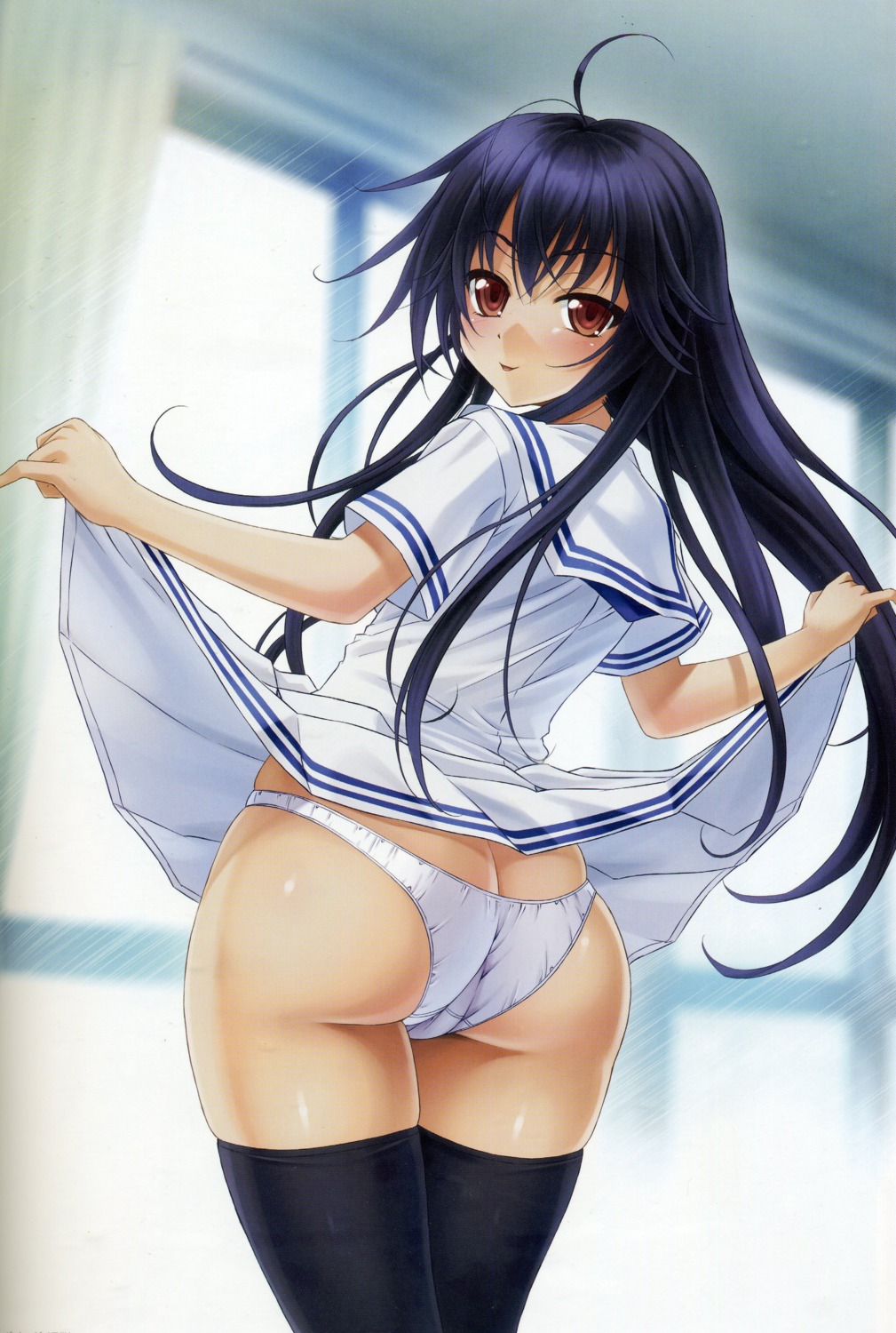 apricot_cherry ass hisamekawa_shizuku oshirikko_venus pantsu raw_scan scanning_artifacts screening seifuku skirt_lift thighhighs toma