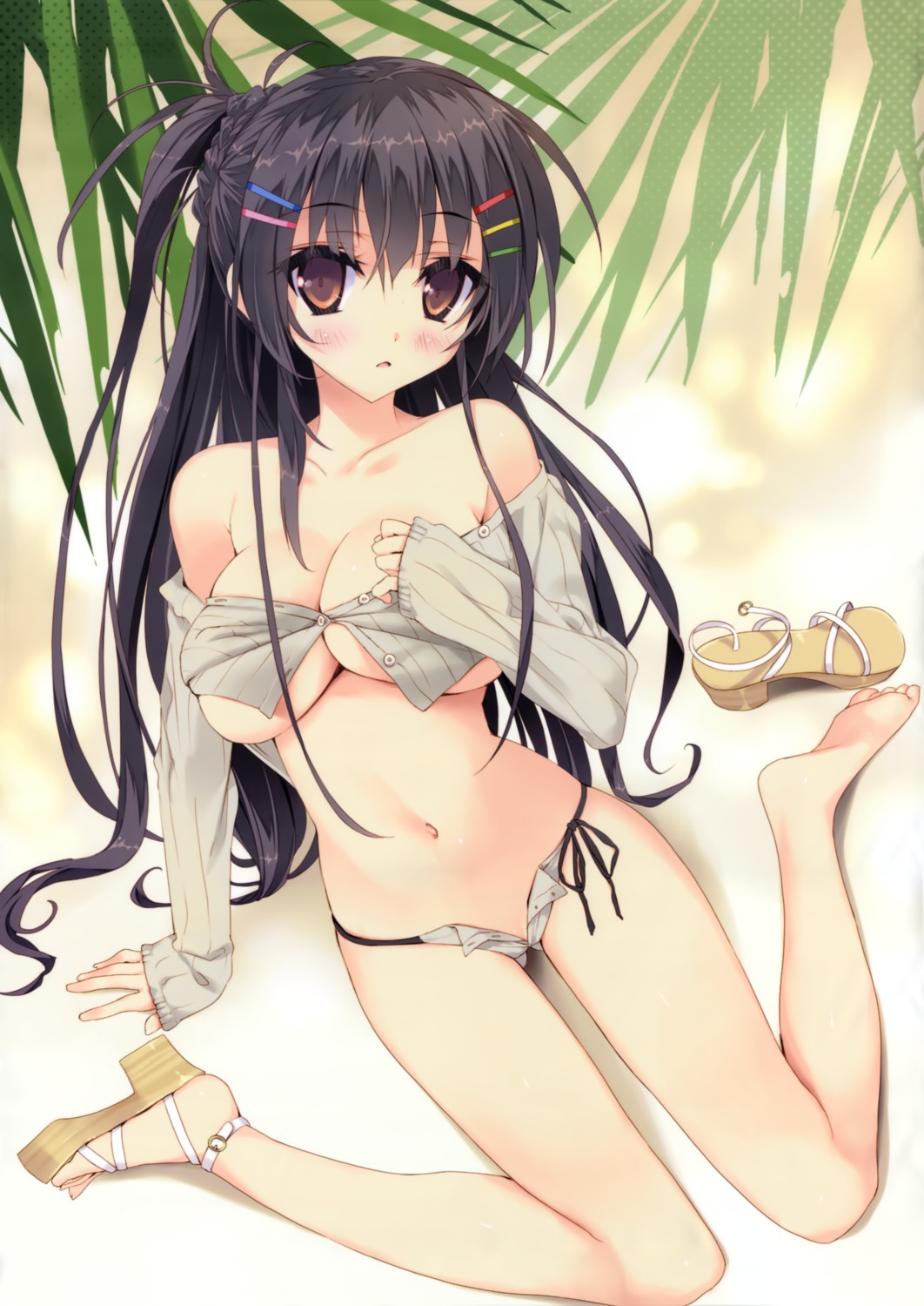 chiisana_kanojo_no_sayokyoku cleavage feet feng heels motosuwa_matsuri no_bra pantsu string_panties tsurusaki_takahiro underboob