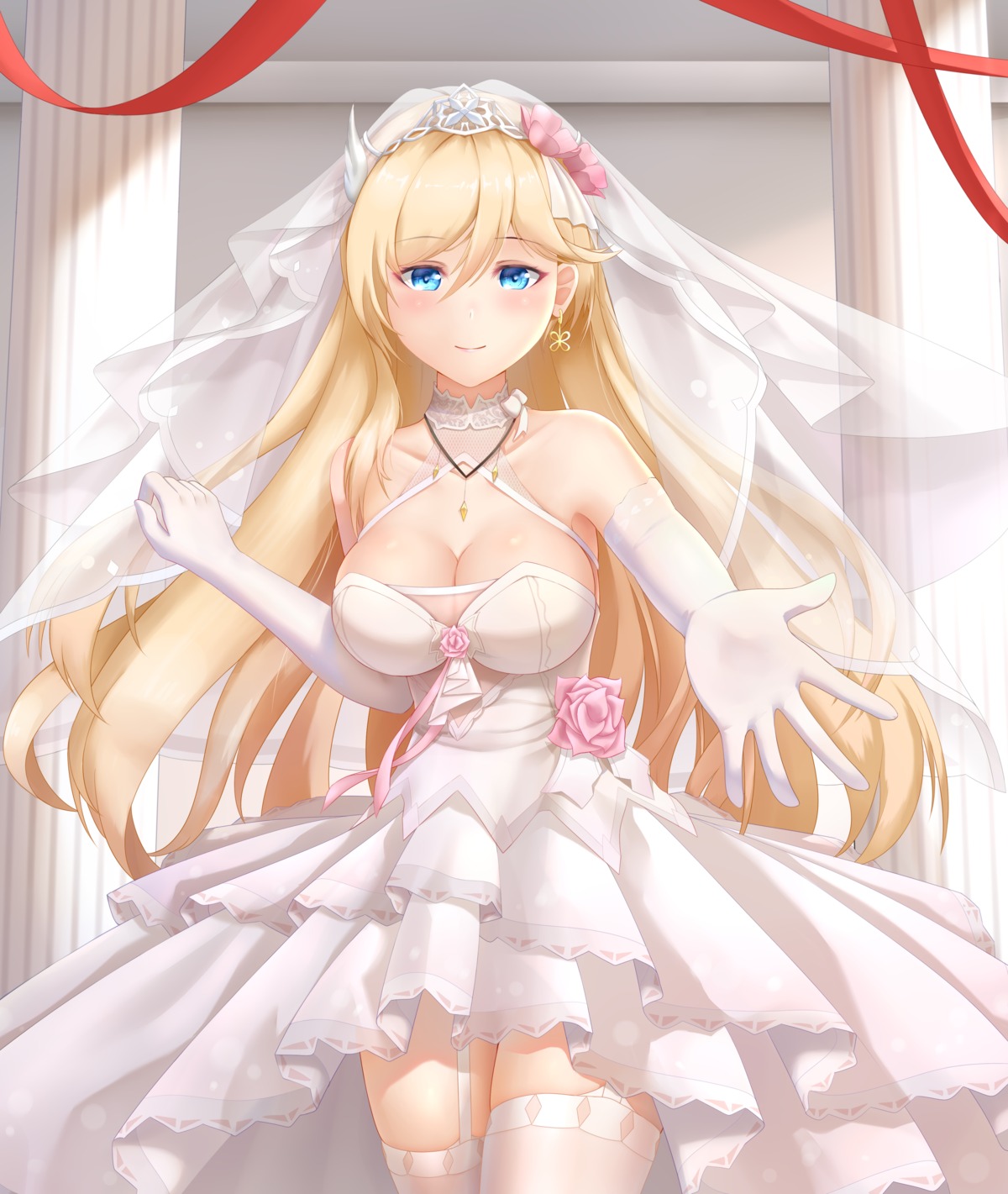 benghuai_xueyuan bianka_durandal_ataegina cleavage dress honkai_impact wedding_dress