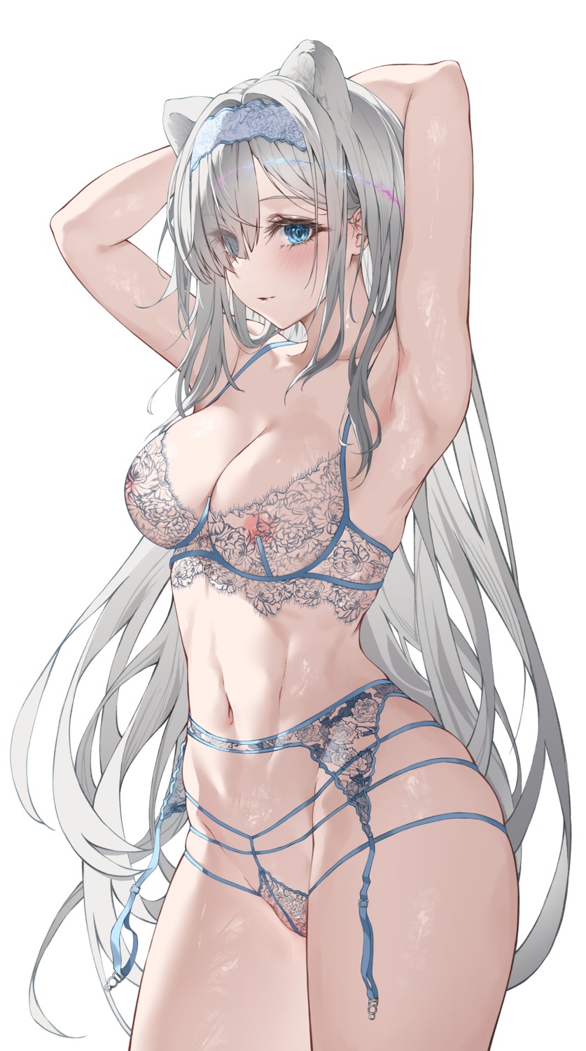 animal_ears areola bra dlnk garter_belt lingerie pantsu see_through