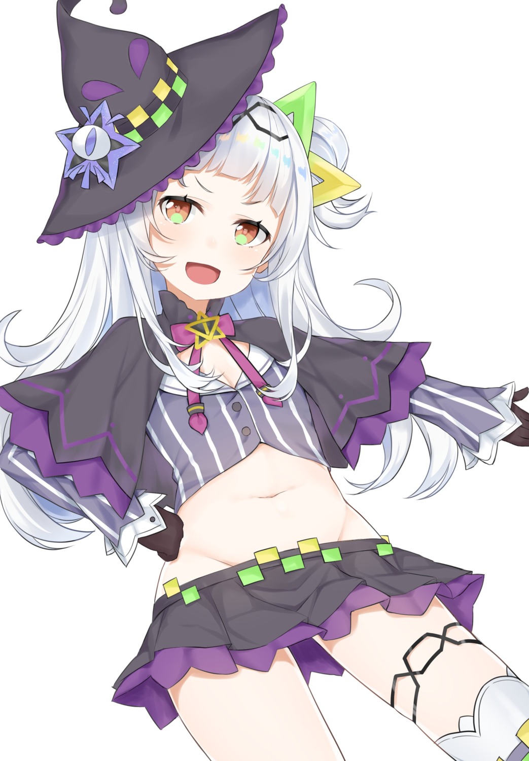 cleavage garter hashiko_nowoto hololive murasaki_shion thighhighs witch