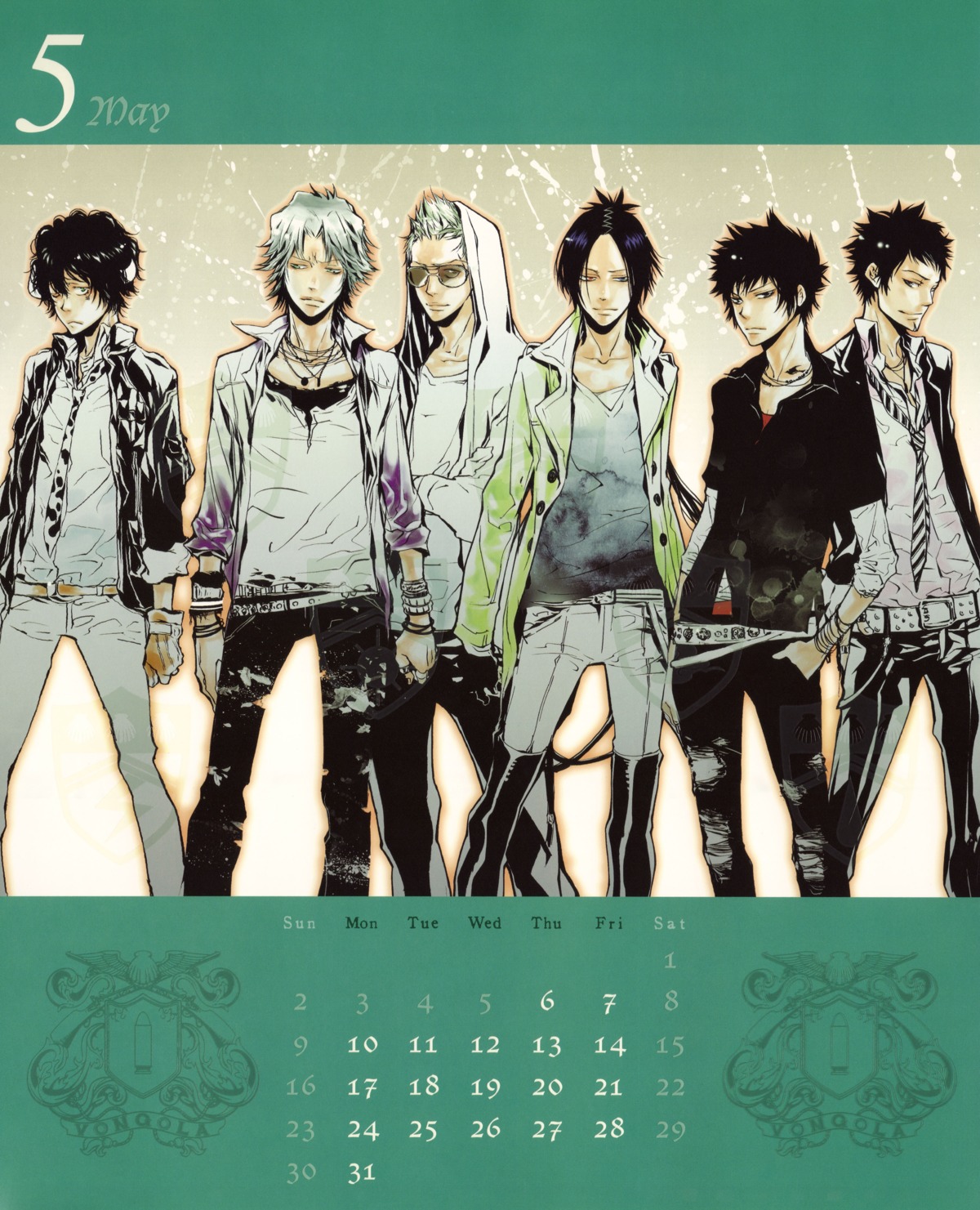 amano_akira calendar gokudera_hayato heterochromia hibari_kyoya katekyo_hitman_reborn! lambo male rokudou_mukuro sasagawa_ryohei yamamoto_takeshi