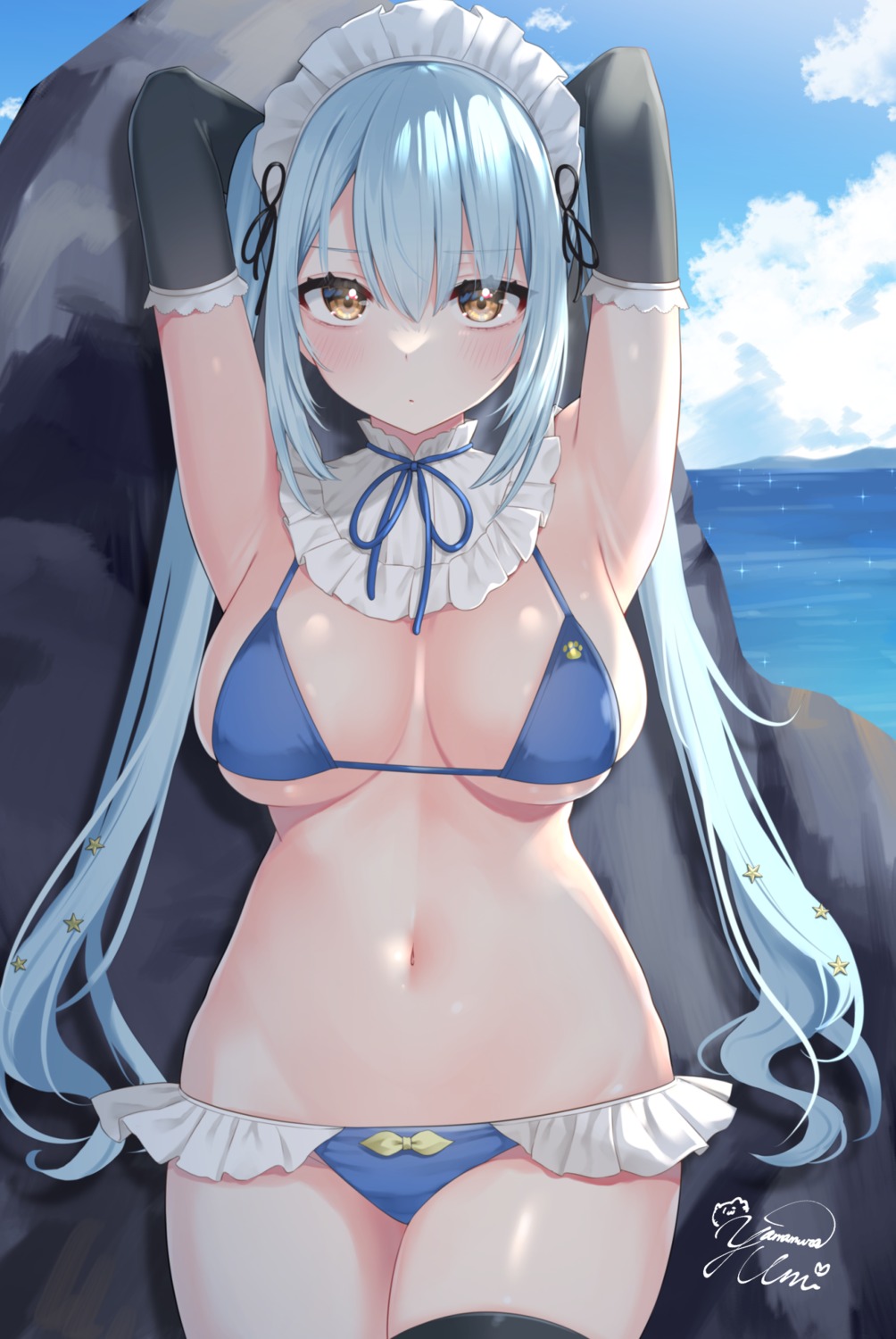 bikini maid swimsuits thighhighs yamamura_umi