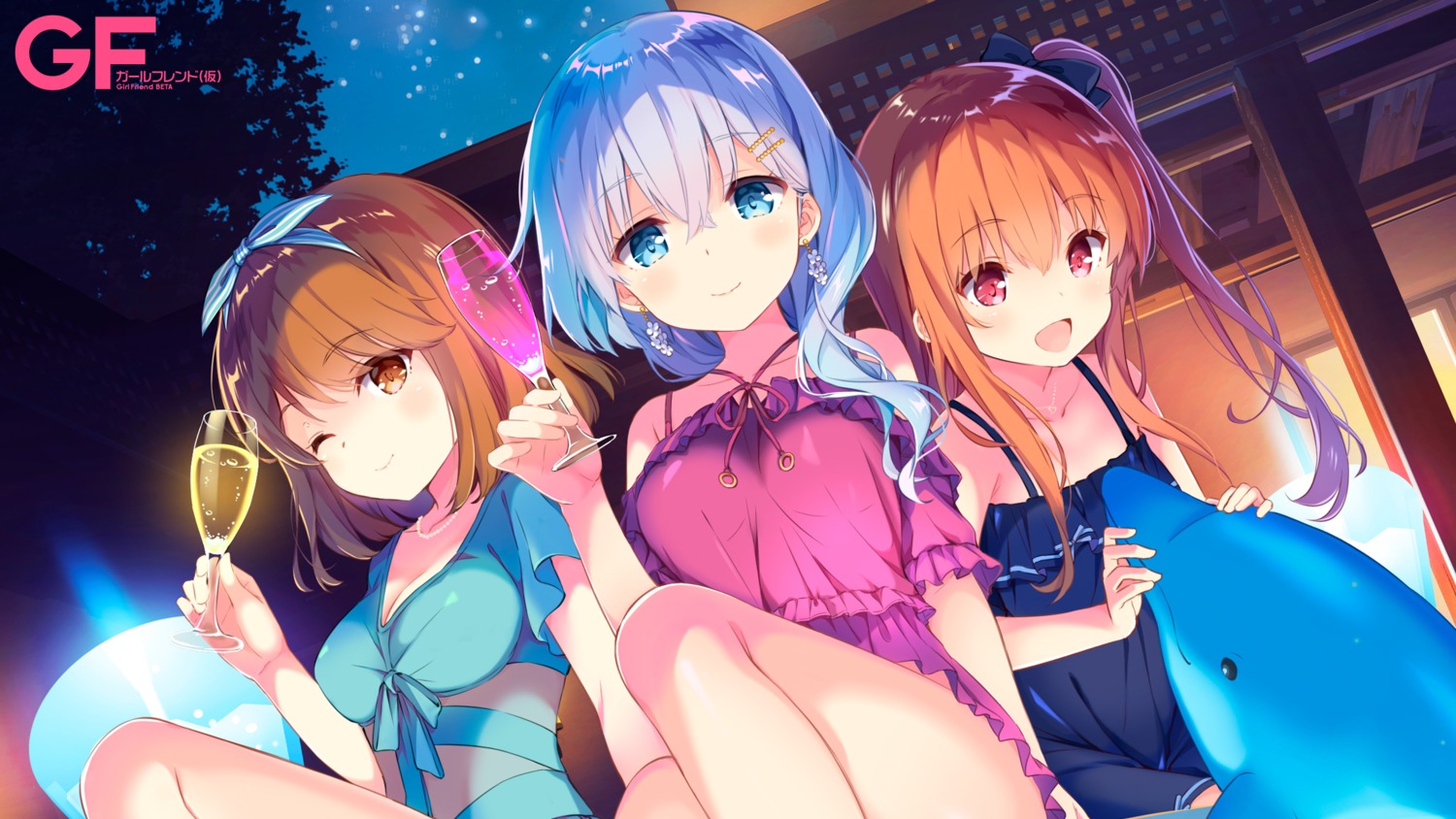 asahina_momoko cleavage dress girlfriend_(kari) murakami_fumio qp:flapper shiina_kokomi summer_dress wallpaper