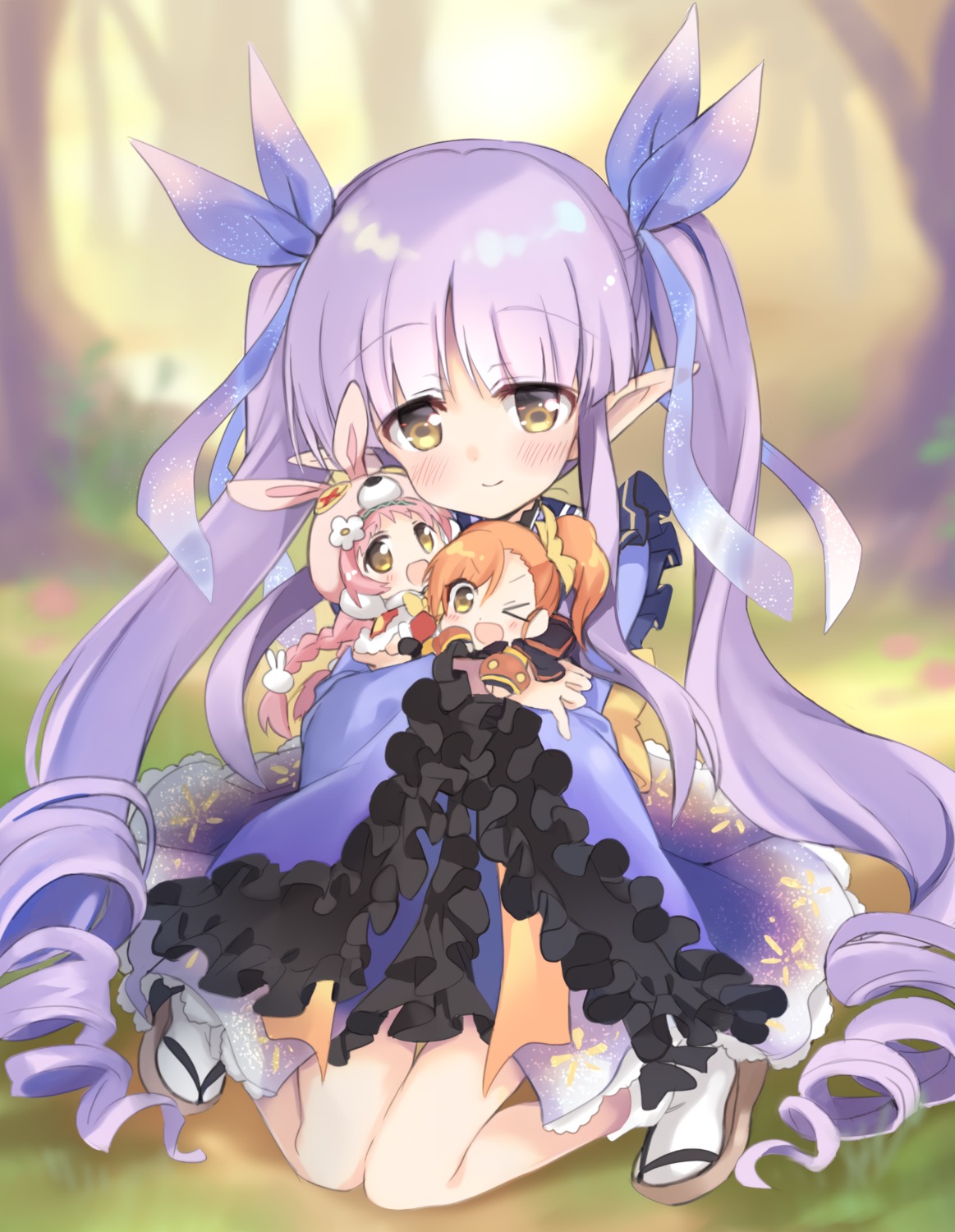 chibi hikawa_kyouka hizuki_yayoi lolita_fashion pointy_ears princess_connect! princess_connect!_re:dive wa_lolita