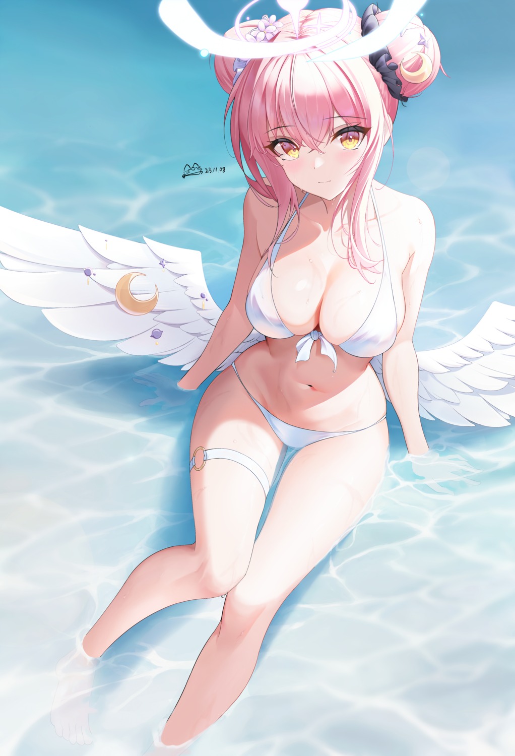 angel bikini blue_archive kuma_mudi misono_mika swimsuits wings