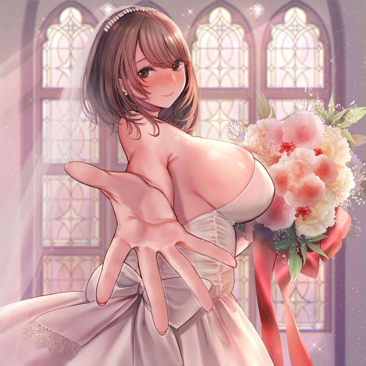 dress no_bra tagme wedding_dress