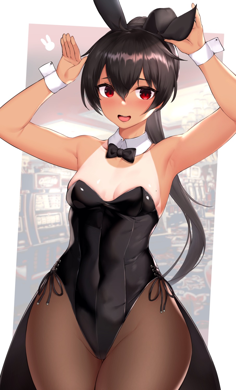 animal_ears bunny_ears bunny_girl mathew_(srmmk_mce) no_bra pantyhose tan_lines