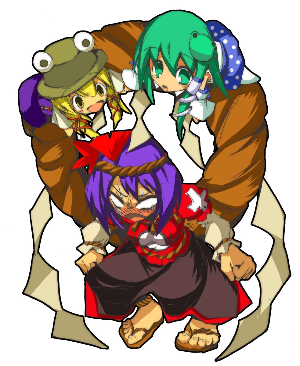 japanese_clothes kochiya_sanae miko moriya_suwako mukuroi touhou yasaka_kanako