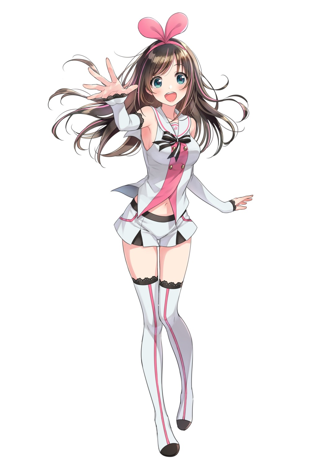 a.i._channel kizuna_ai morikura_en thighhighs