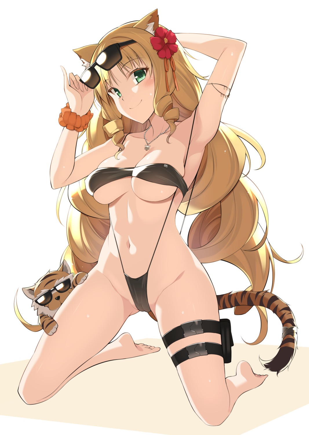 animal_ears arknights bikini cameltoe garter megane oota_yuuichi swimsuits swire_(arknights) tail