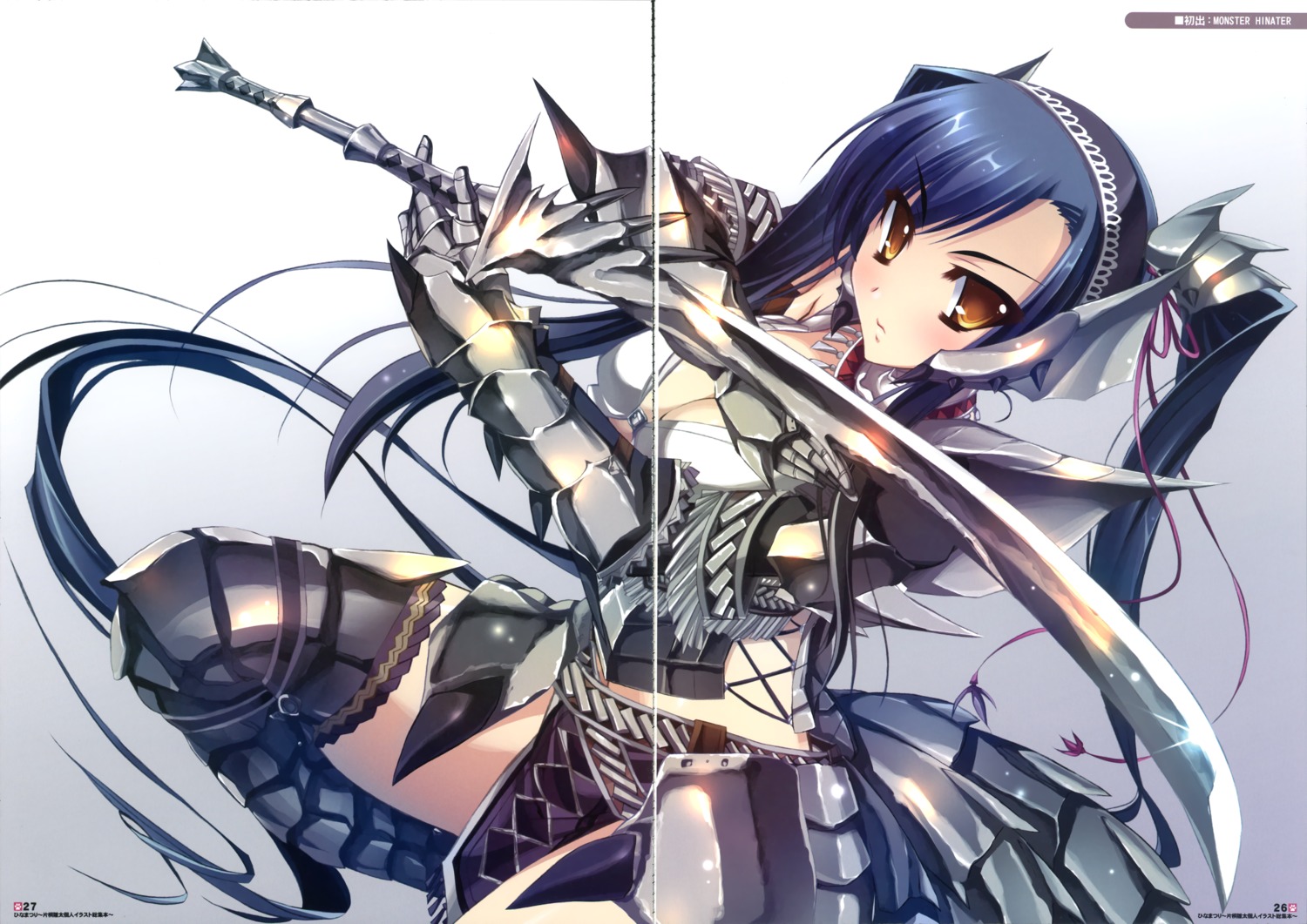 armor baseson cleavage fixme gap kanu katagiri_hinata koihime_musou monster_hunter sword thighhighs