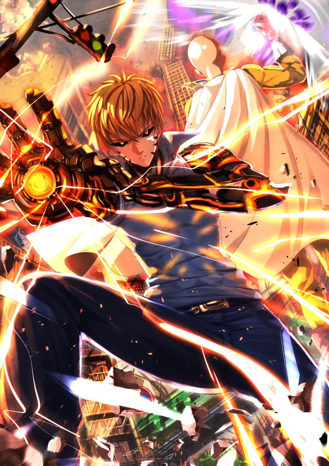 genos one_punch_man saitama swordsouls