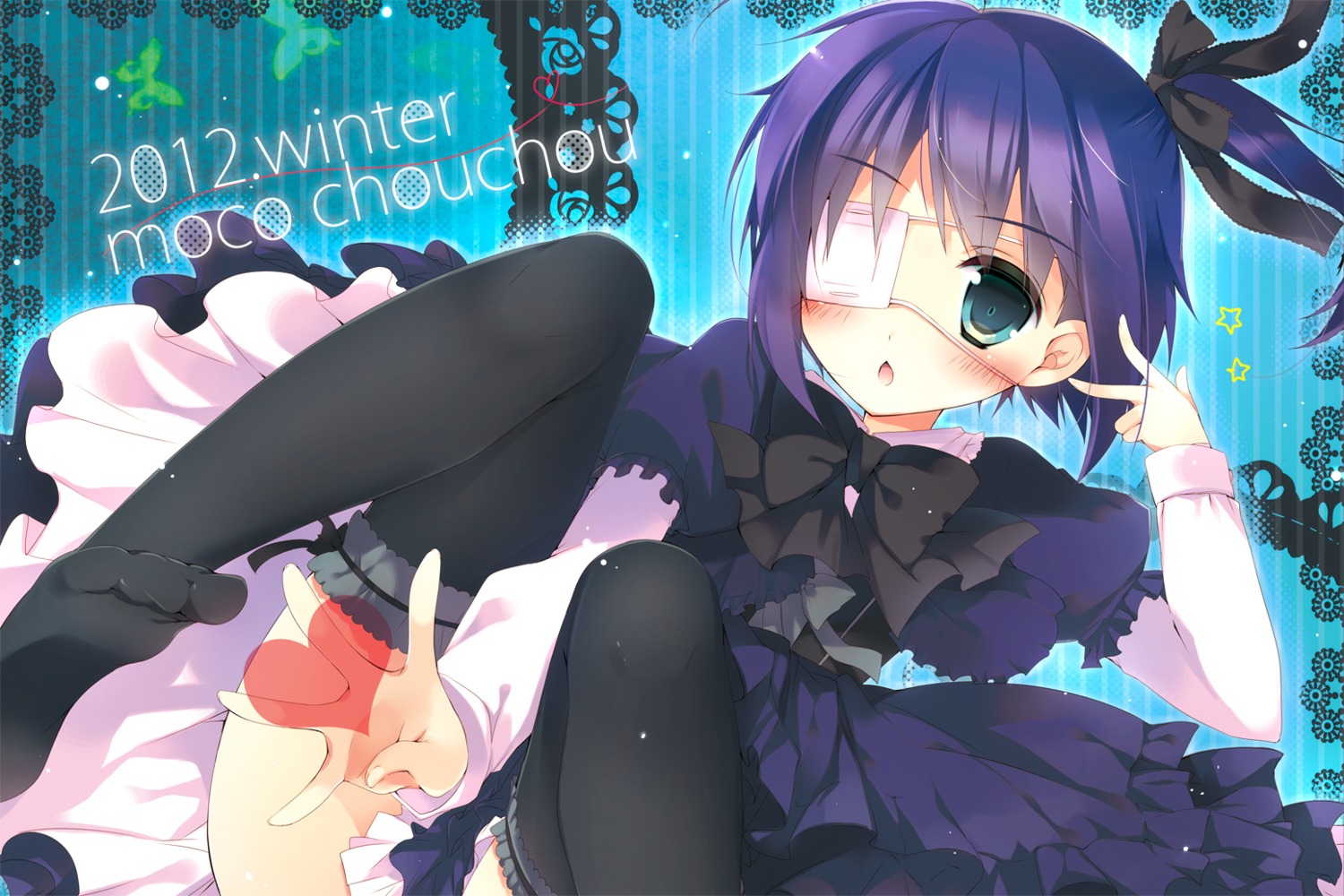 chuunibyou_demo_koi_ga_shitai! eyepatch garter hisama_kumako takanashi_rikka thighhighs