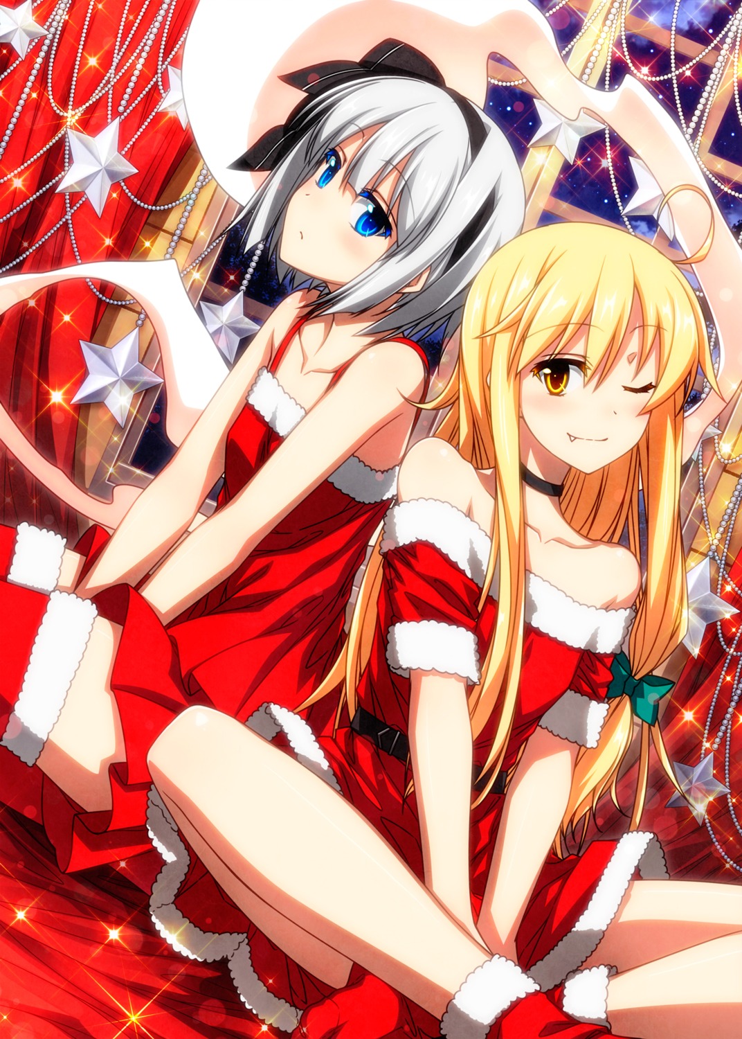 christmas dress kirisame_marisa konpaku_youmu sazanami_mio thighhighs touhou