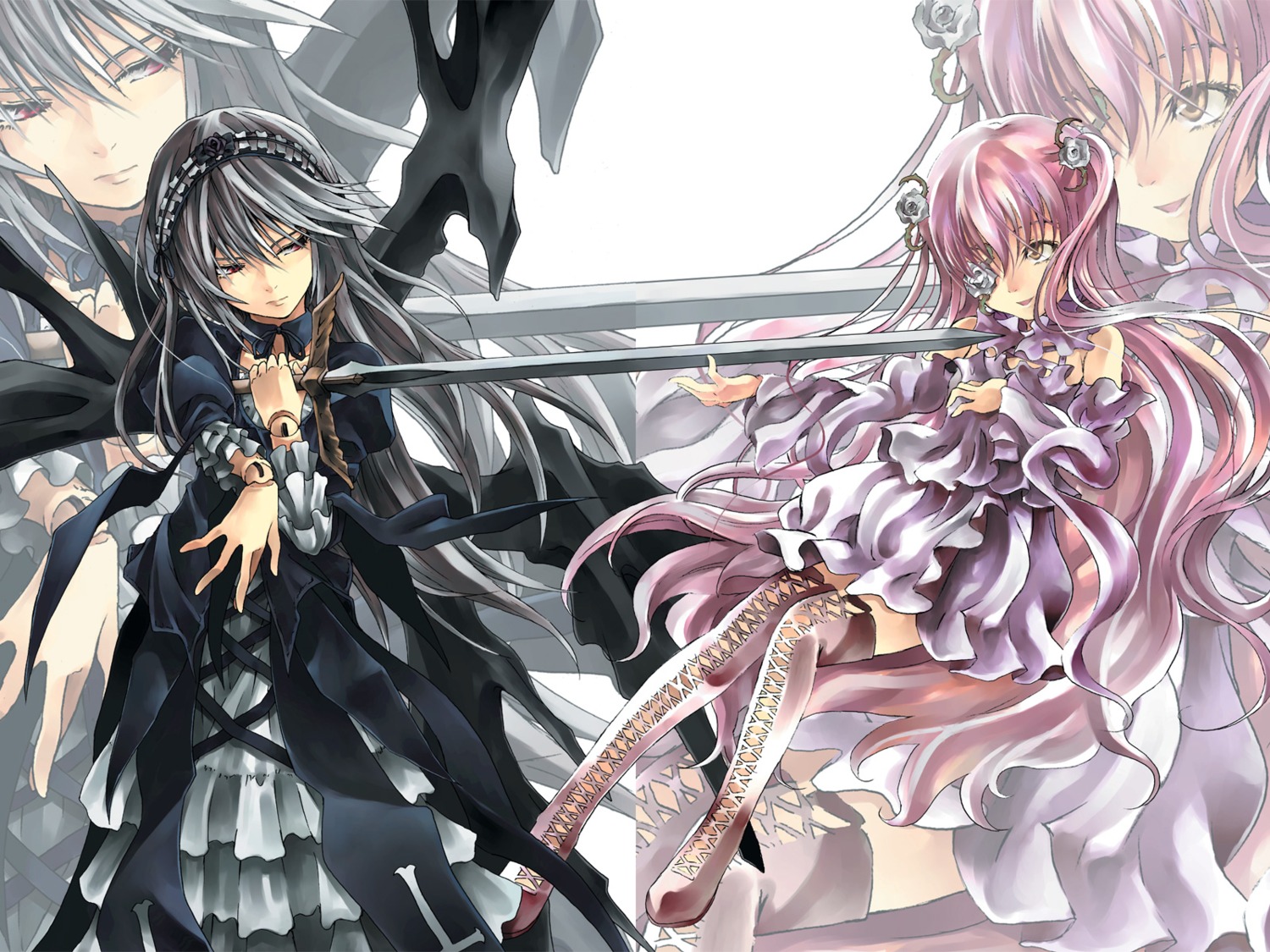 kirakishou lolita_fashion raid_slash rozen_maiden suigintou wallpaper