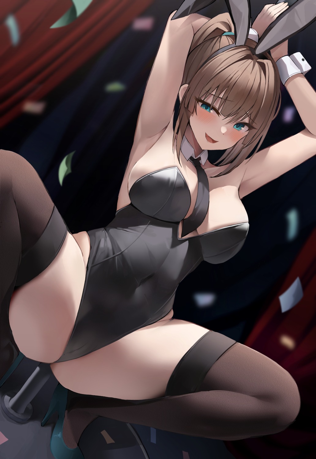 animal_ears bunny_ears bunny_girl cameltoe heels no_bra redshark thighhighs