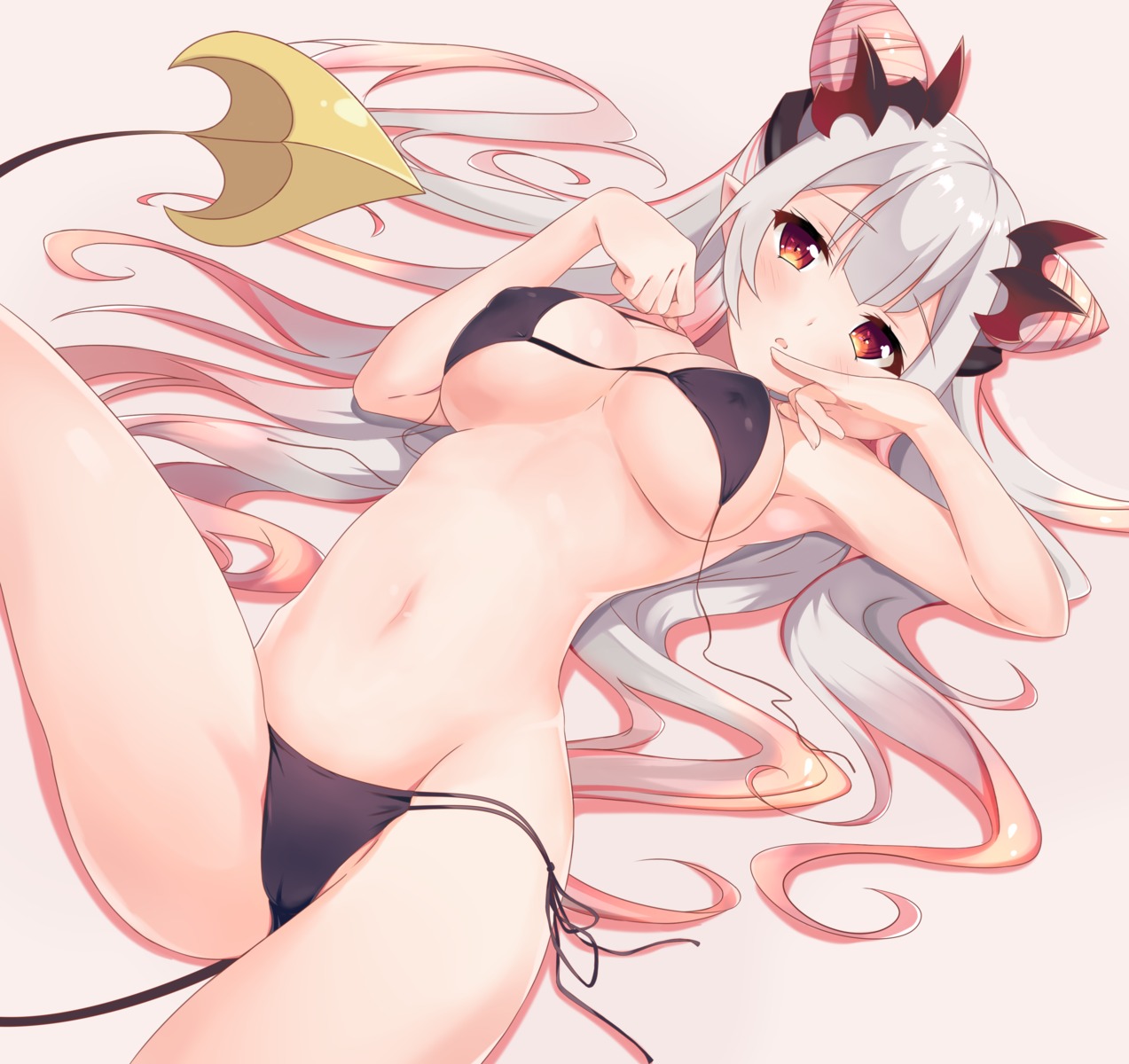 bikini cameltoe erect_nipples honey_strap nanashi_inc. pointy_ears suou_patra swimsuits tail xingyexiao