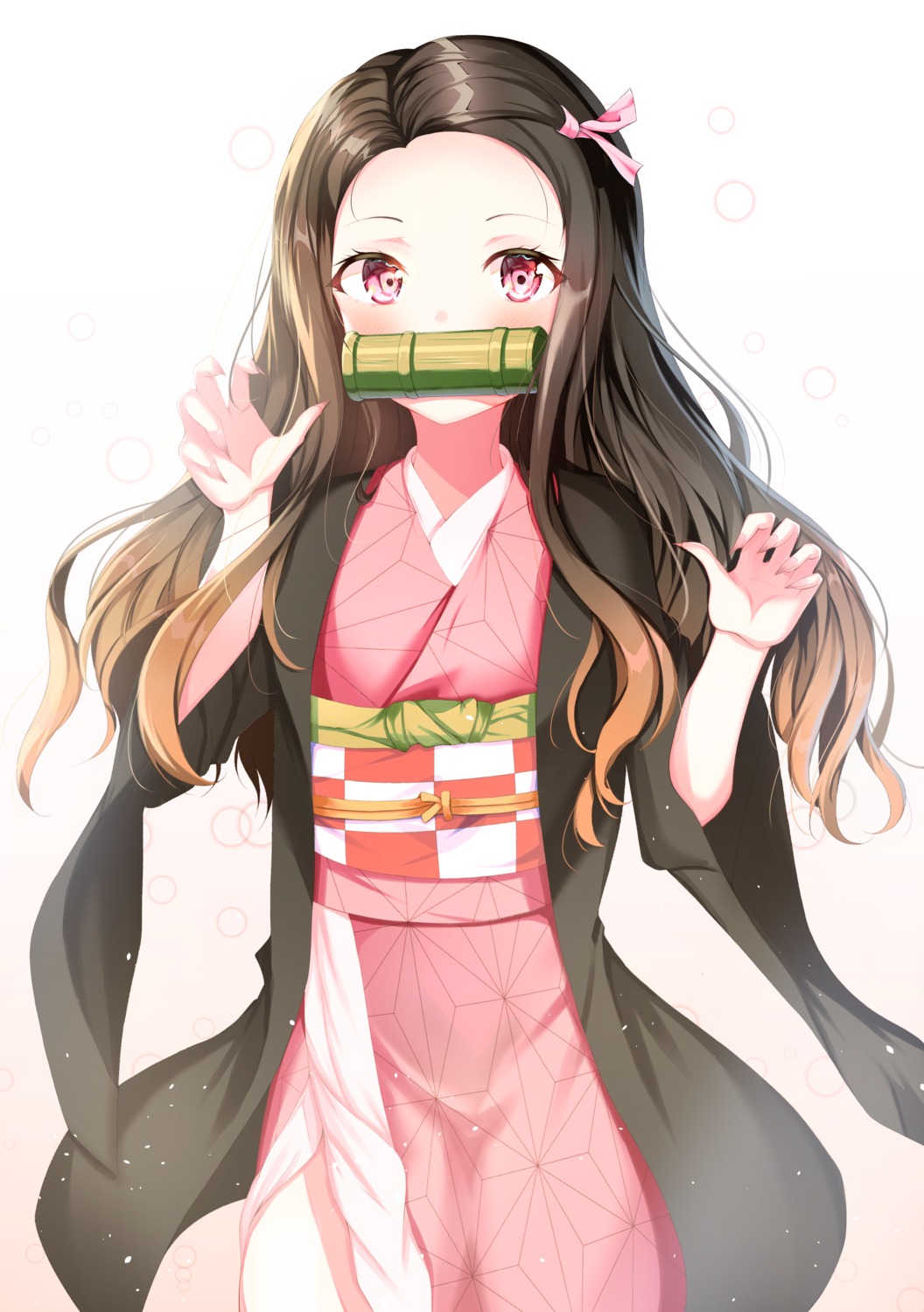 eru_(ereu) kamado_nezuko kimetsu_no_yaiba kimono