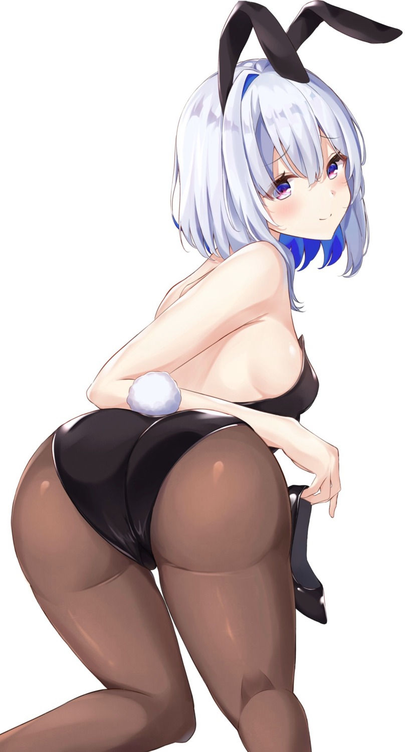 amane_kanata animal_ears ass bunny_ears bunny_girl hololive no_bra pantyhose tail taracomax