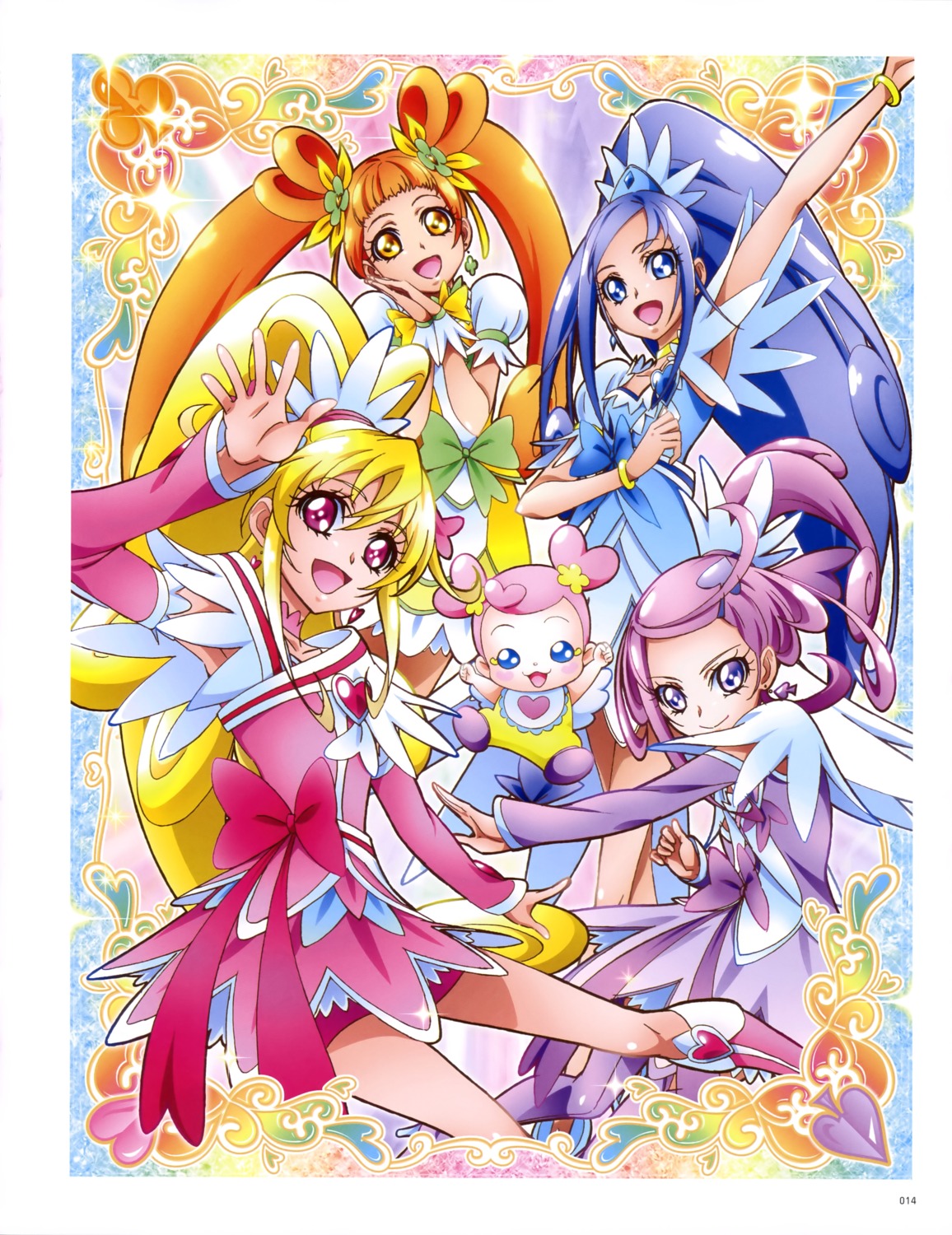 ai-chan_(precure) aida_mana bike_shorts dokidoki!_precure dress heels hishikawa_rikka kenzaki_makoto precure thighhighs yotsuba_alice