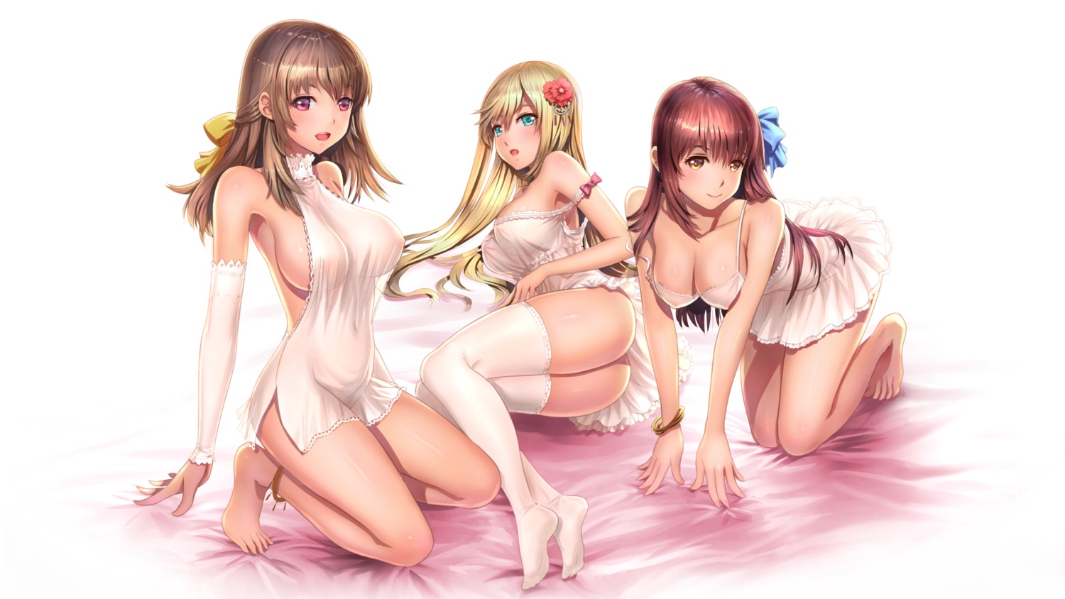 cleavage erect_nipples feet lingerie no_bra nopan pantsu see_through thighhighs youbou