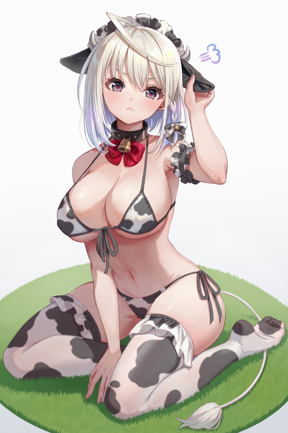 animal_ears bikini erect_nipples horns kuze_kaname swimsuits tail thighhighs