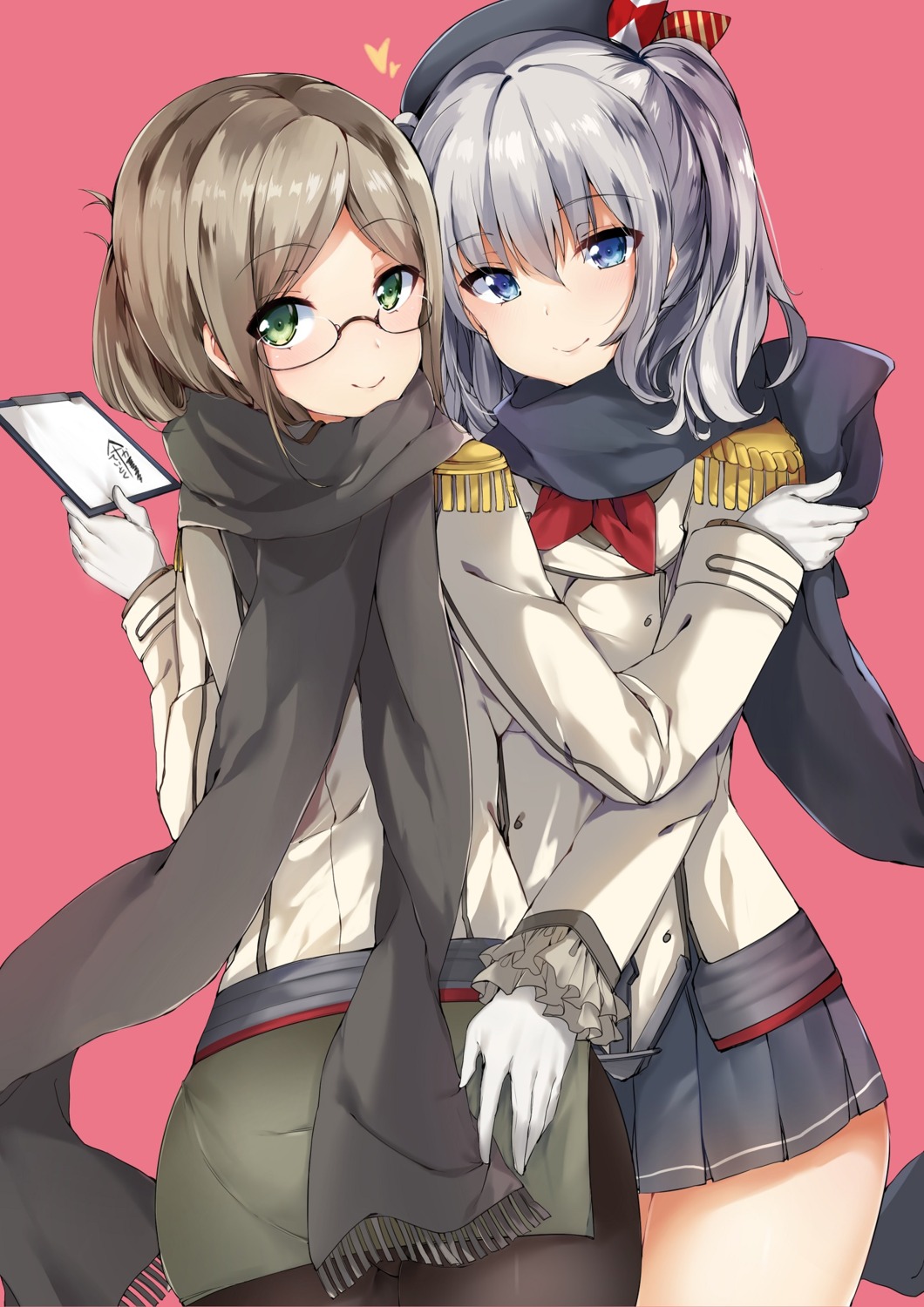 kantai_collection kashima_(kancolle) katori_(kancolle) megane pantyhose ryuuji_teitoku uniform