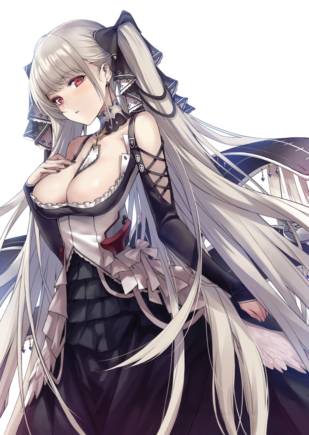 applekun azur_lane breast_hold cleavage formidable_(azur_lane) gothic_lolita lolita_fashion no_bra