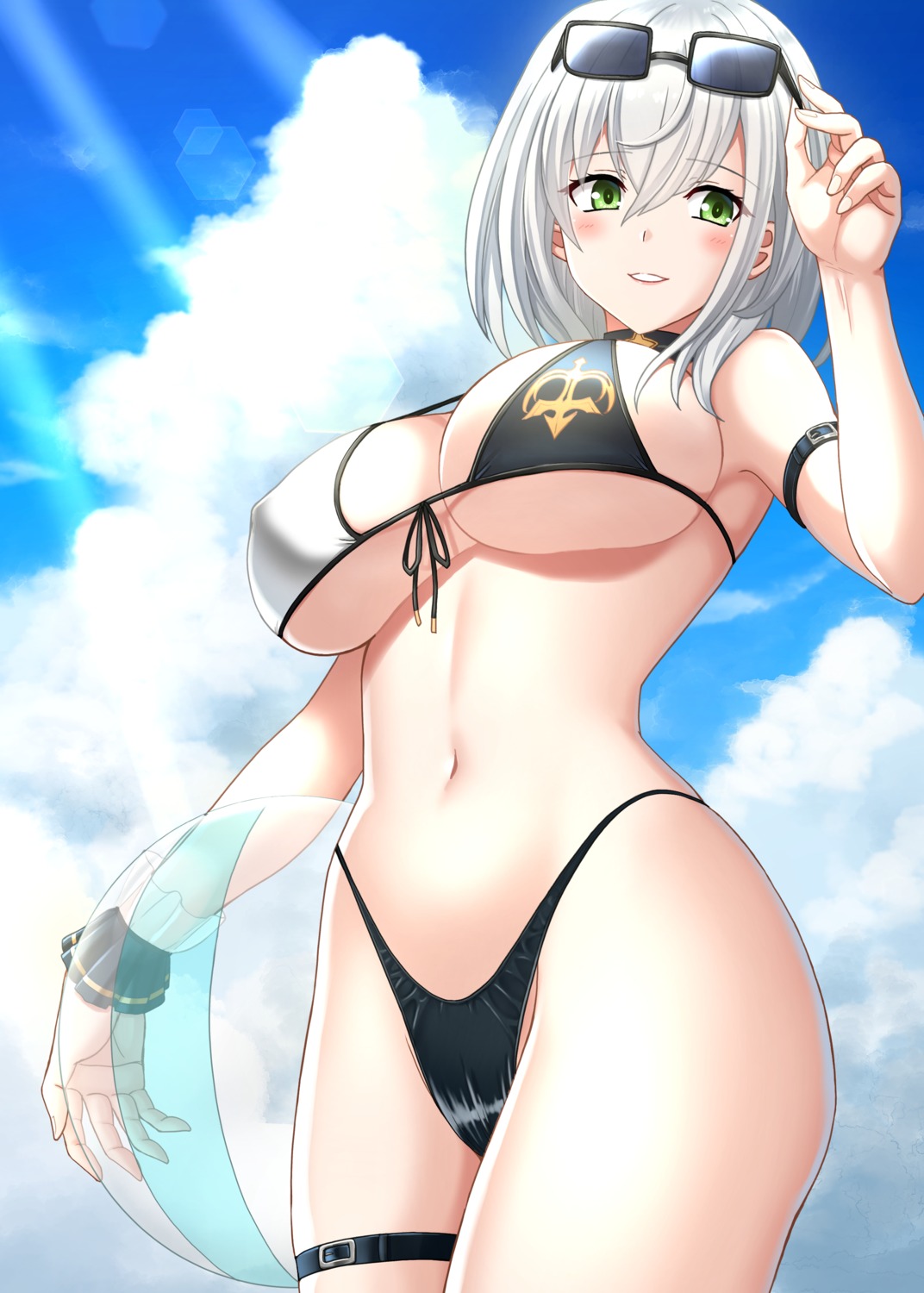 bikini erect_nipples garter hellandheaven hololive megane shirogane_noel swimsuits