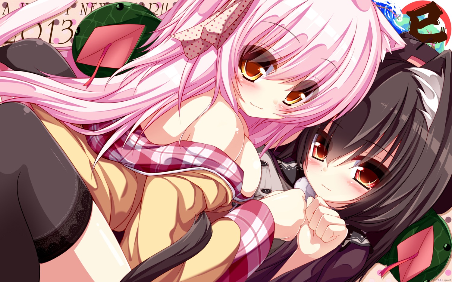 animal_ears mia_flatpaddy nekomimi shia_flatpaddy syroh tail thighhighs wallpaper