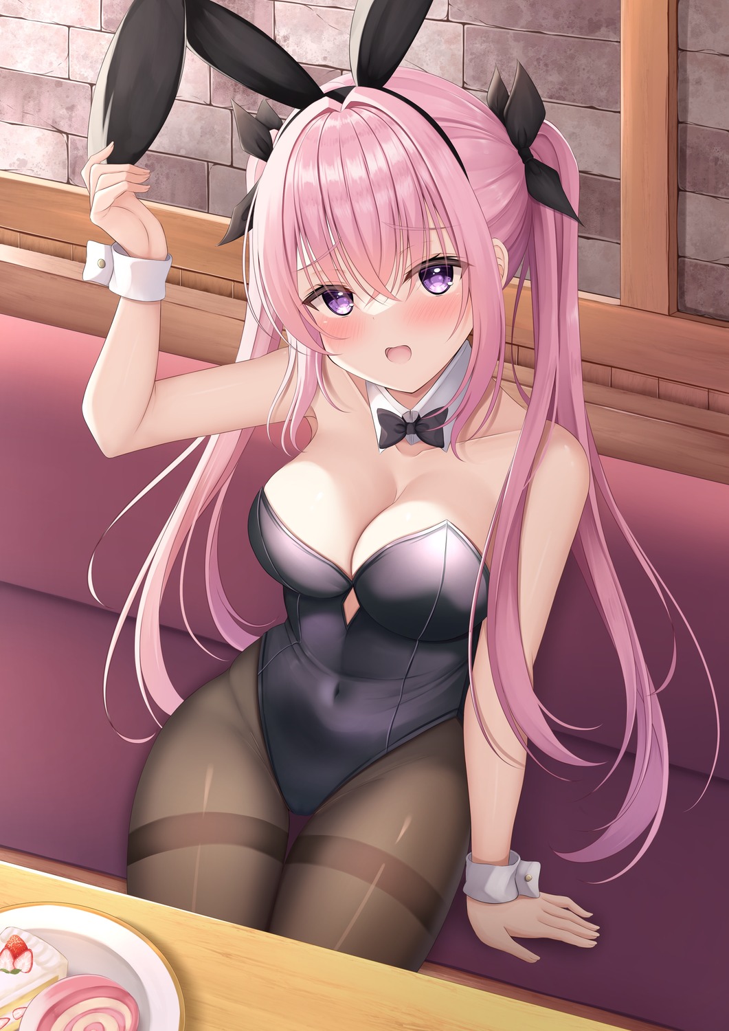 animal_ears bunny_ears bunny_girl hanonokusa no_bra pantyhose