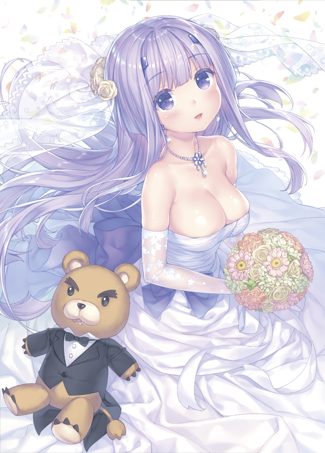 cleavage dress inia_sestina muvluv muvluv_alternative no_bra sayori total_eclipse wedding_dress