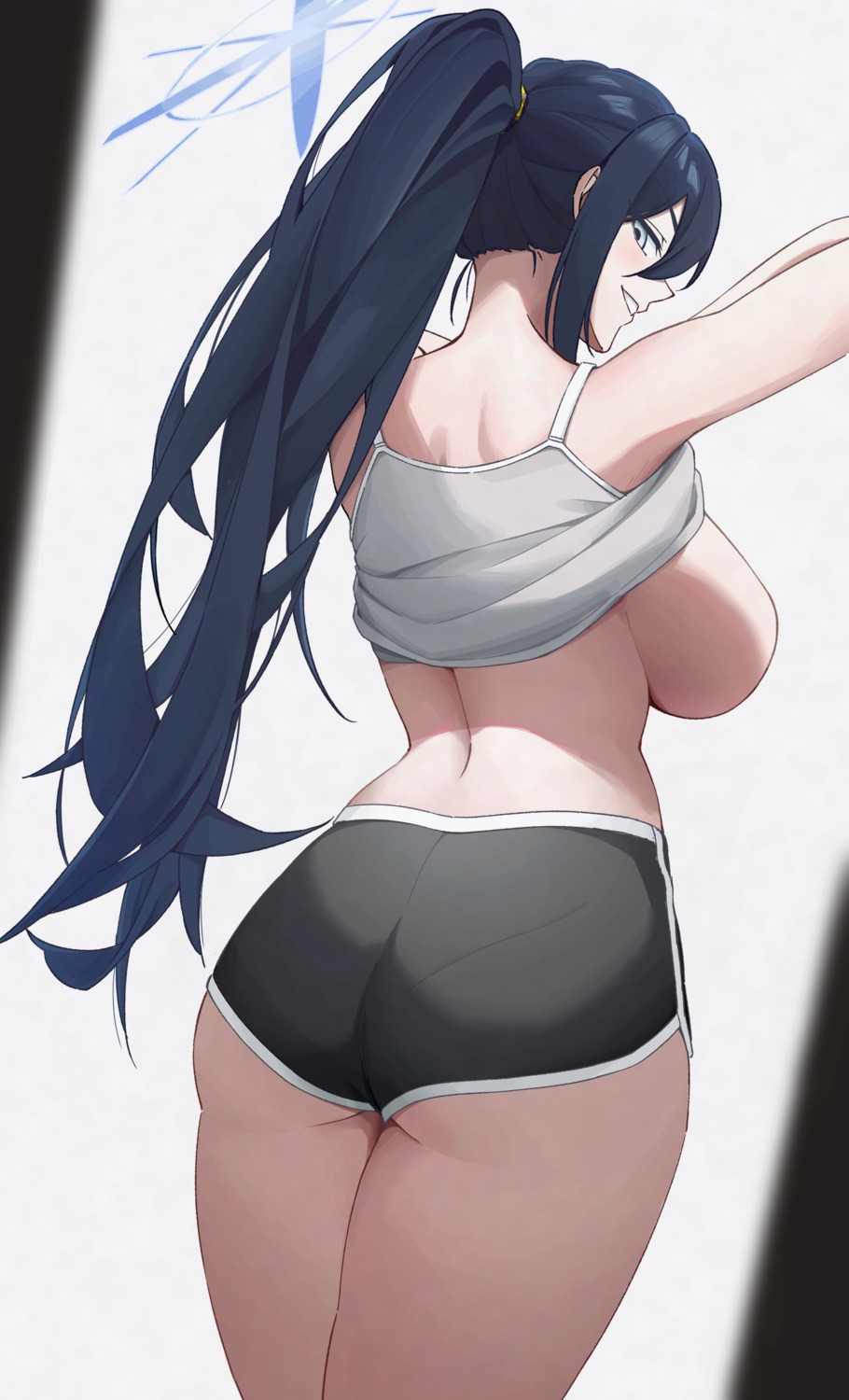 ass blue_archive breasts halo joumae_saori kokucho no_bra shirt_lift undressing