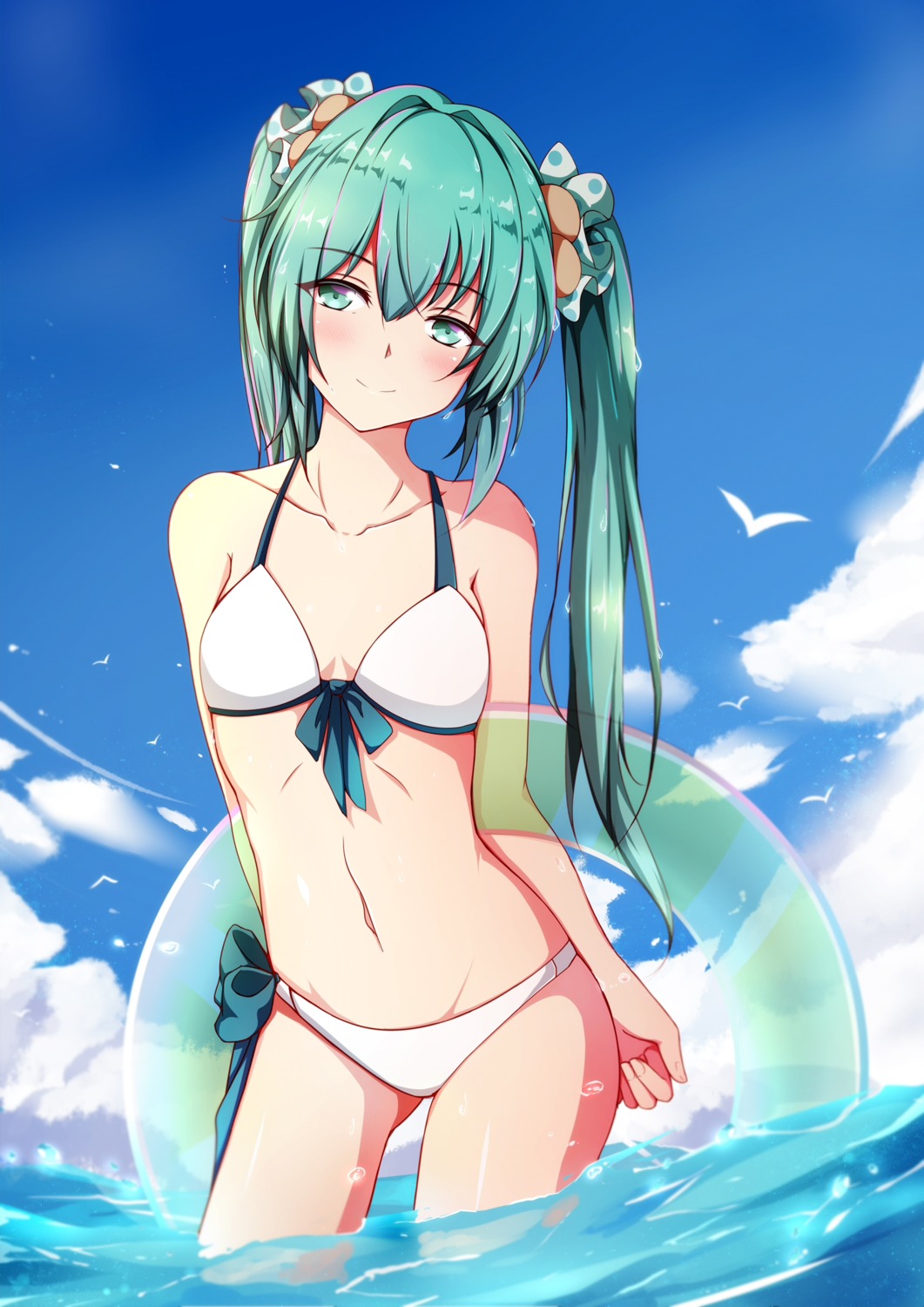 bikini cleavage hatsune_miku qingye_ling swimsuits vocaloid wet