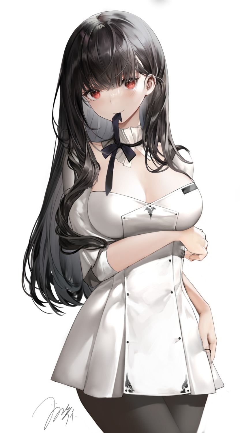 cleavage haori_io pantyhose uniform