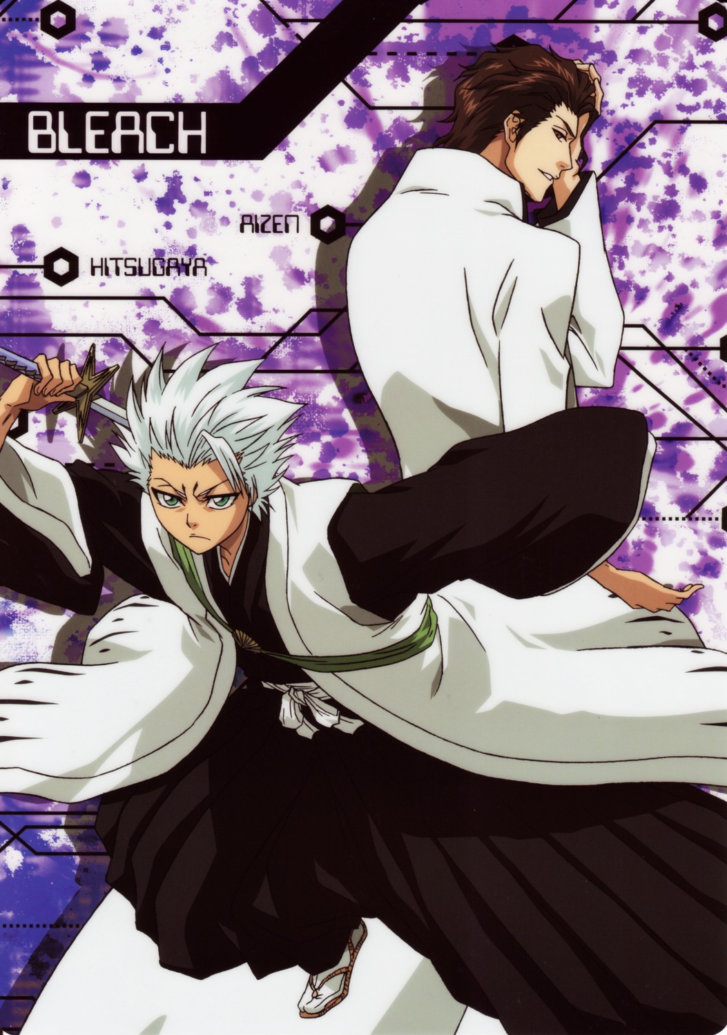 aizen_sousuke bleach character_design hitsugaya_toushirou male screening sword