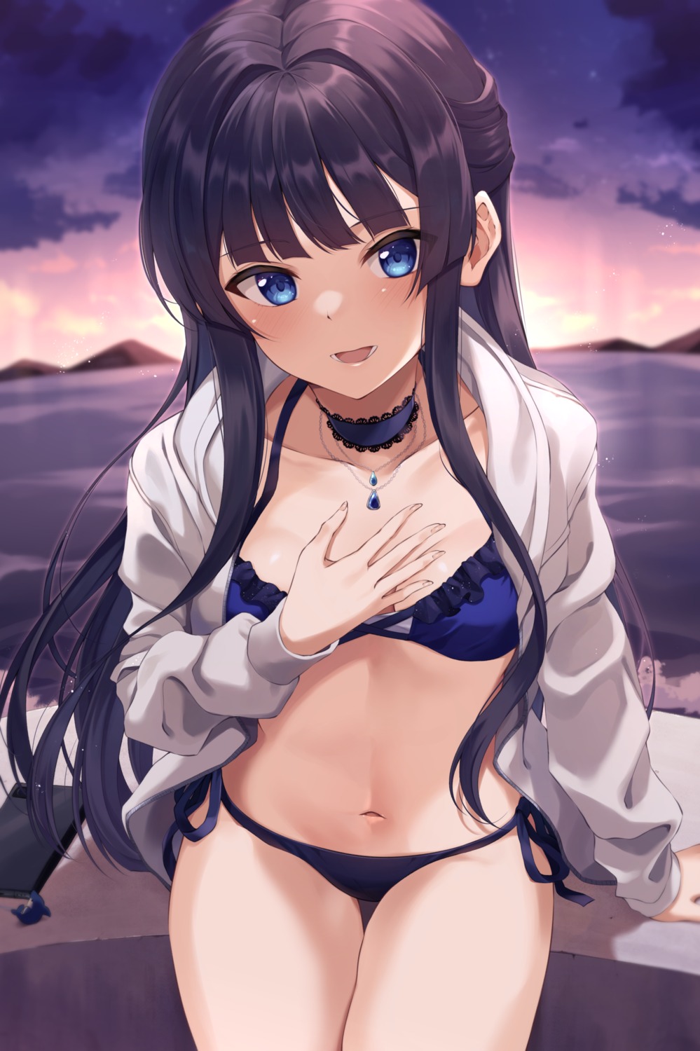 bikini kuroto_yuu mogami_shizuka open_shirt swimsuits the_idolm@ster the_idolm@ster_million_live!