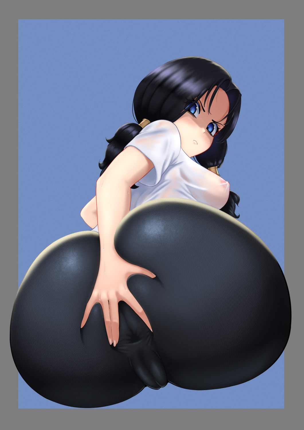 anus ass bike_shorts cameltoe dragon_ball dragon_ball_z iceringer nipples no_bra see_through videl wet_clothes