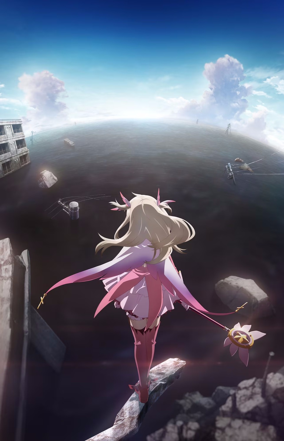 fate/kaleid_liner_prisma_illya fate/stay_night illyasviel_von_einzbern landscape thighhighs weapon