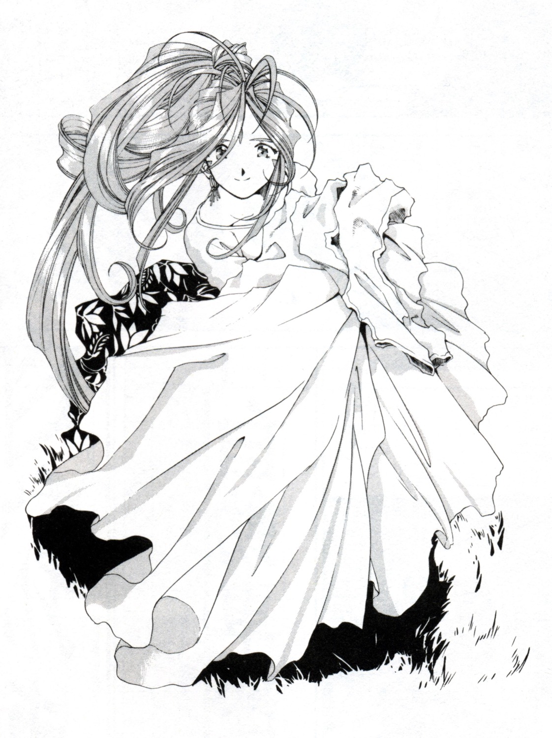 ah_my_goddess belldandy fujishima_kousuke monochrome