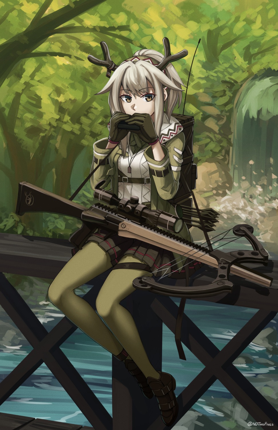 arknights firewatch_(arknights) garter gun horns ndtwofives pantyhose