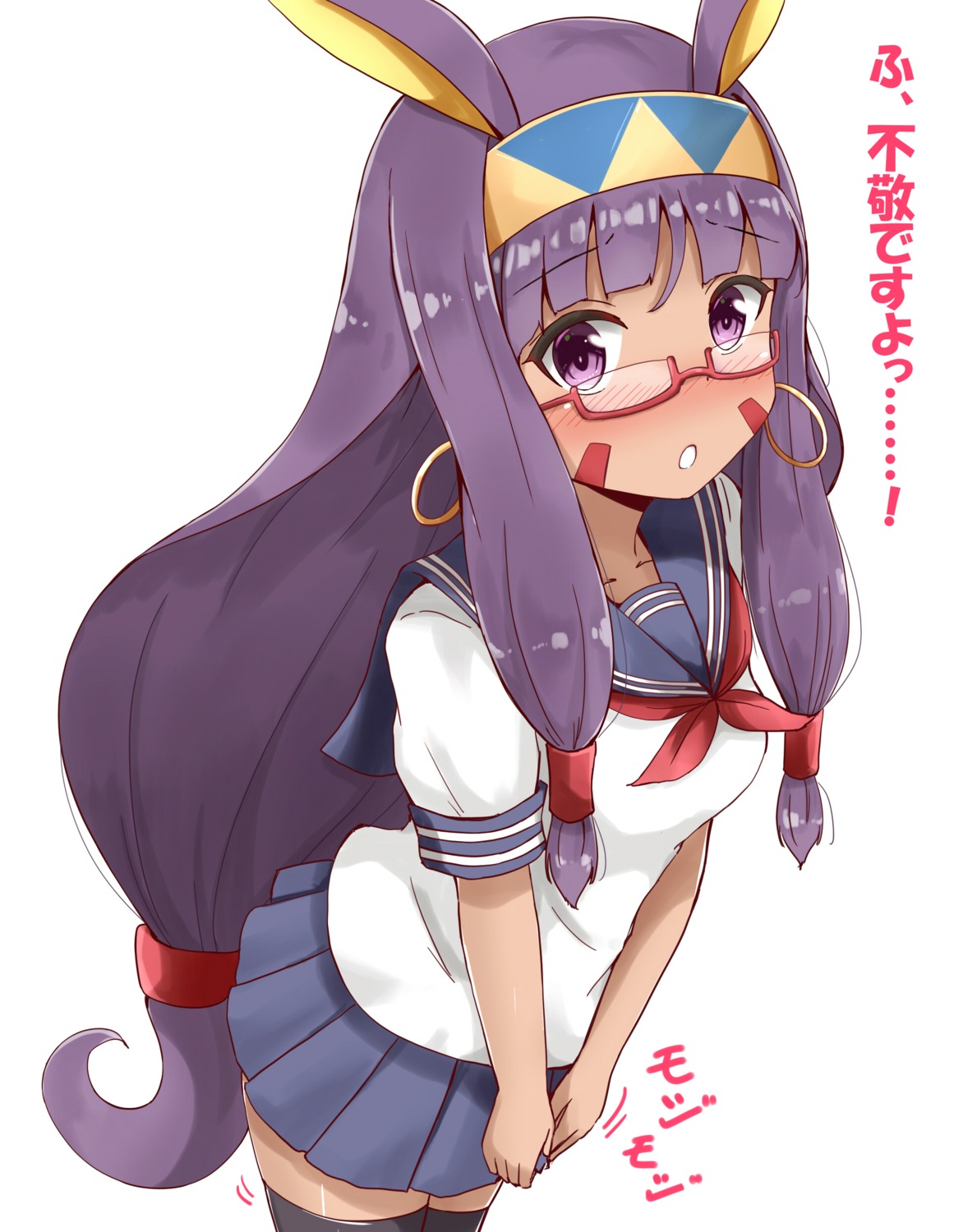 aikawa_ryou animal_ears bunny_ears fate/grand_order megane nitocris_(fate/grand_order) seifuku thighhighs