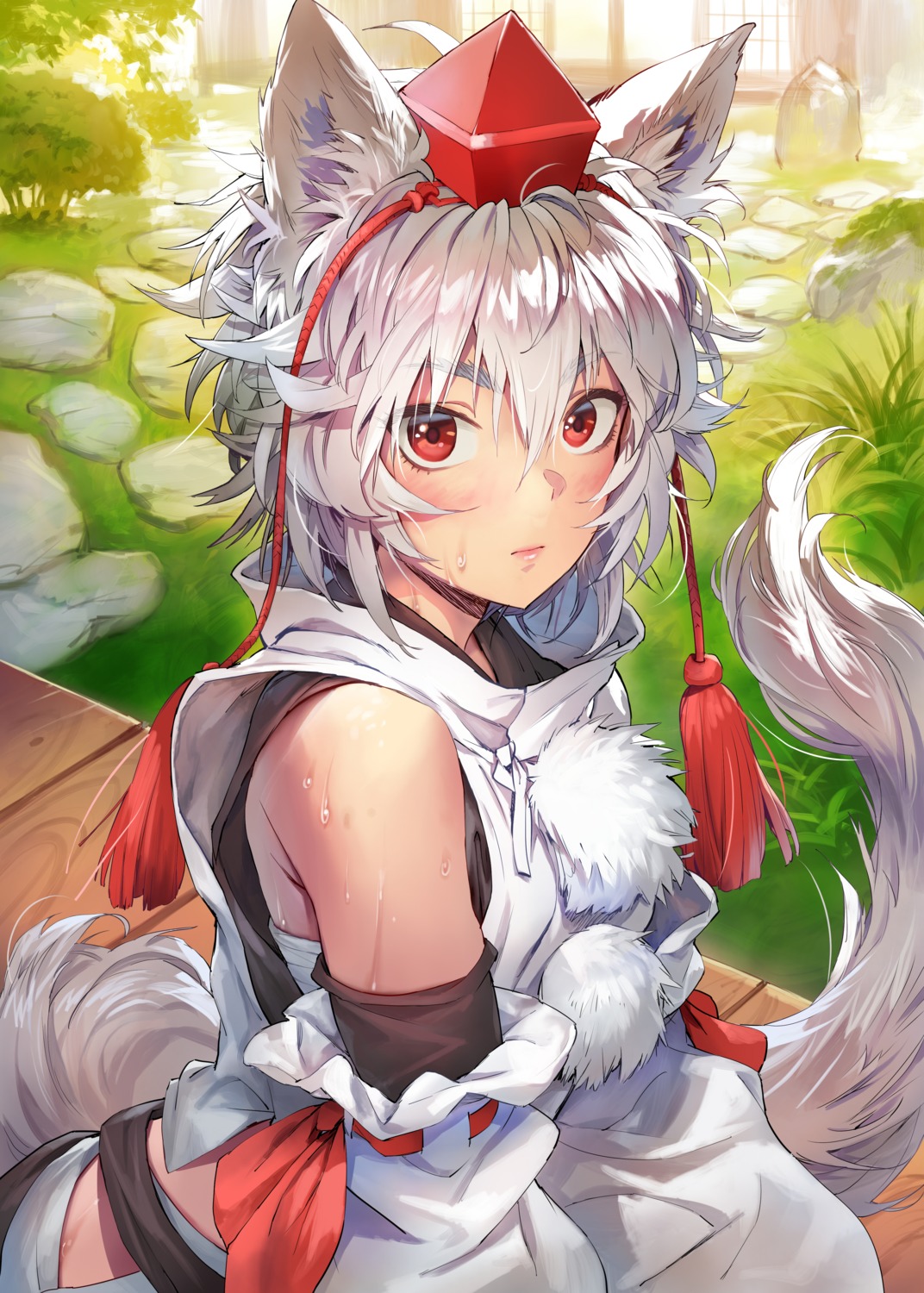 animal_ears inubashiri_momiji matsuda_(matsukichi) tail touhou wet