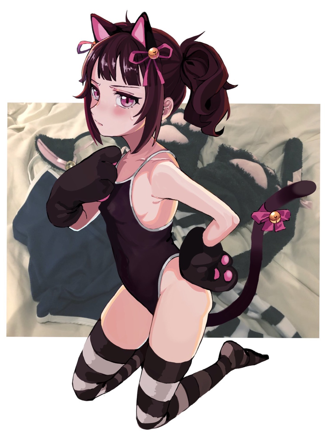 animal_ears inchore nekomimi swimsuits tail thighhighs