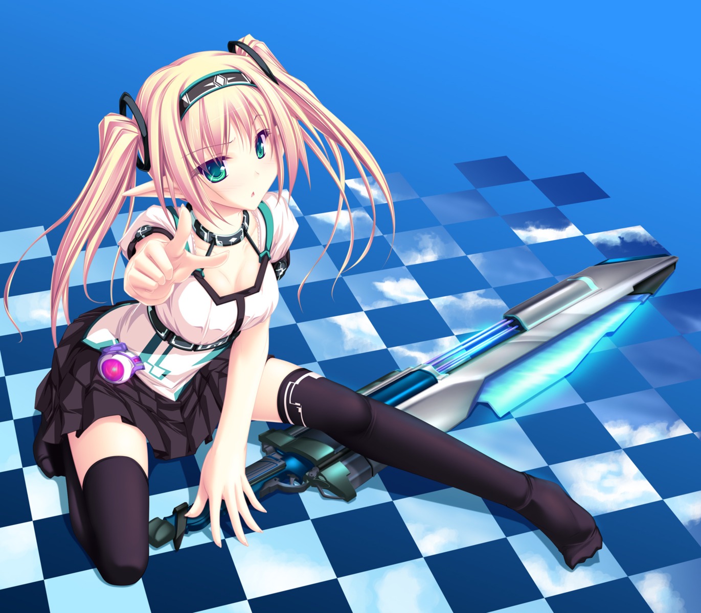 elf pointy_ears sword tenmaso thighhighs