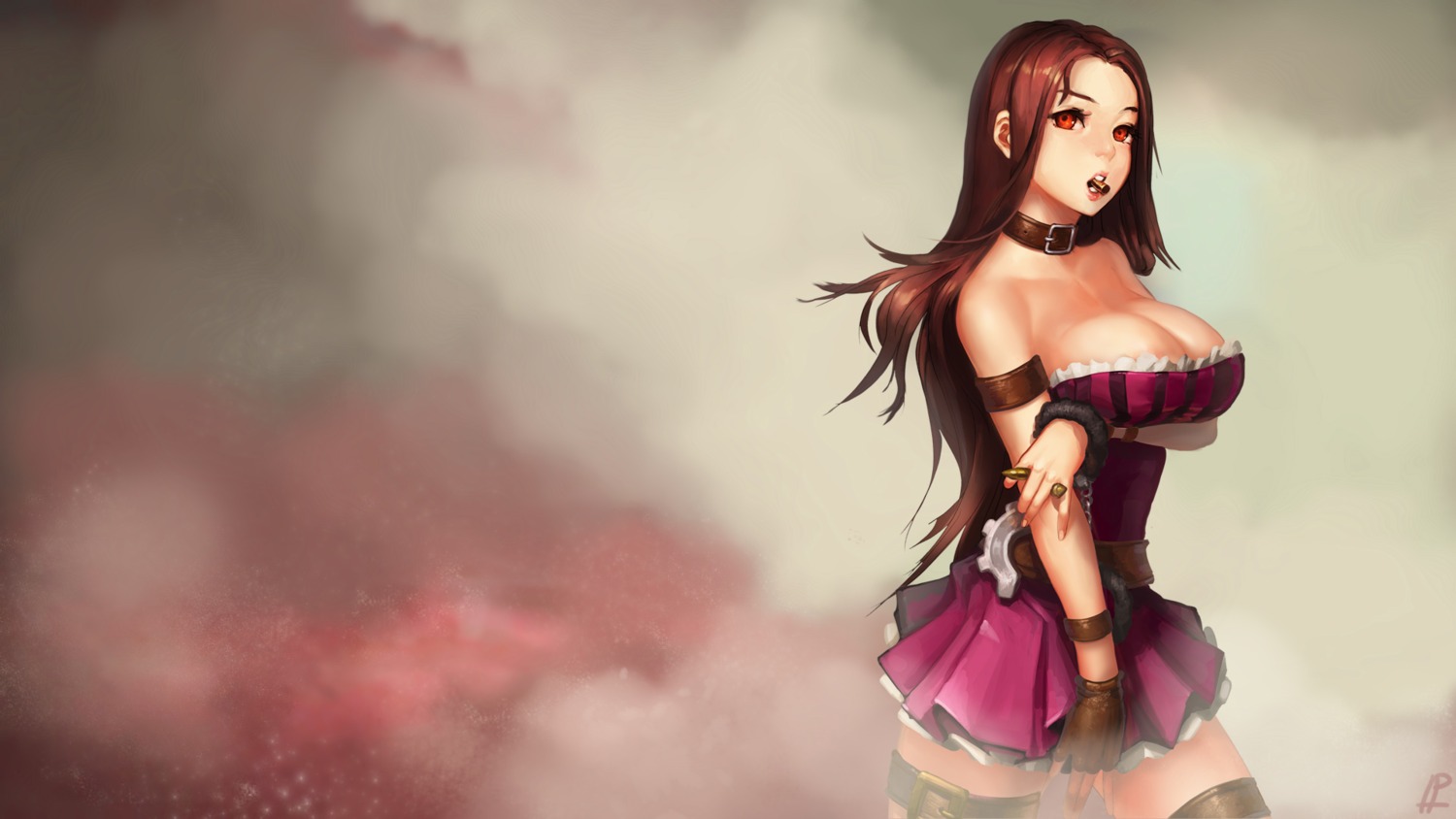 breast_hold caitlyn cleavage instant_ip league_of_legends wallpaper