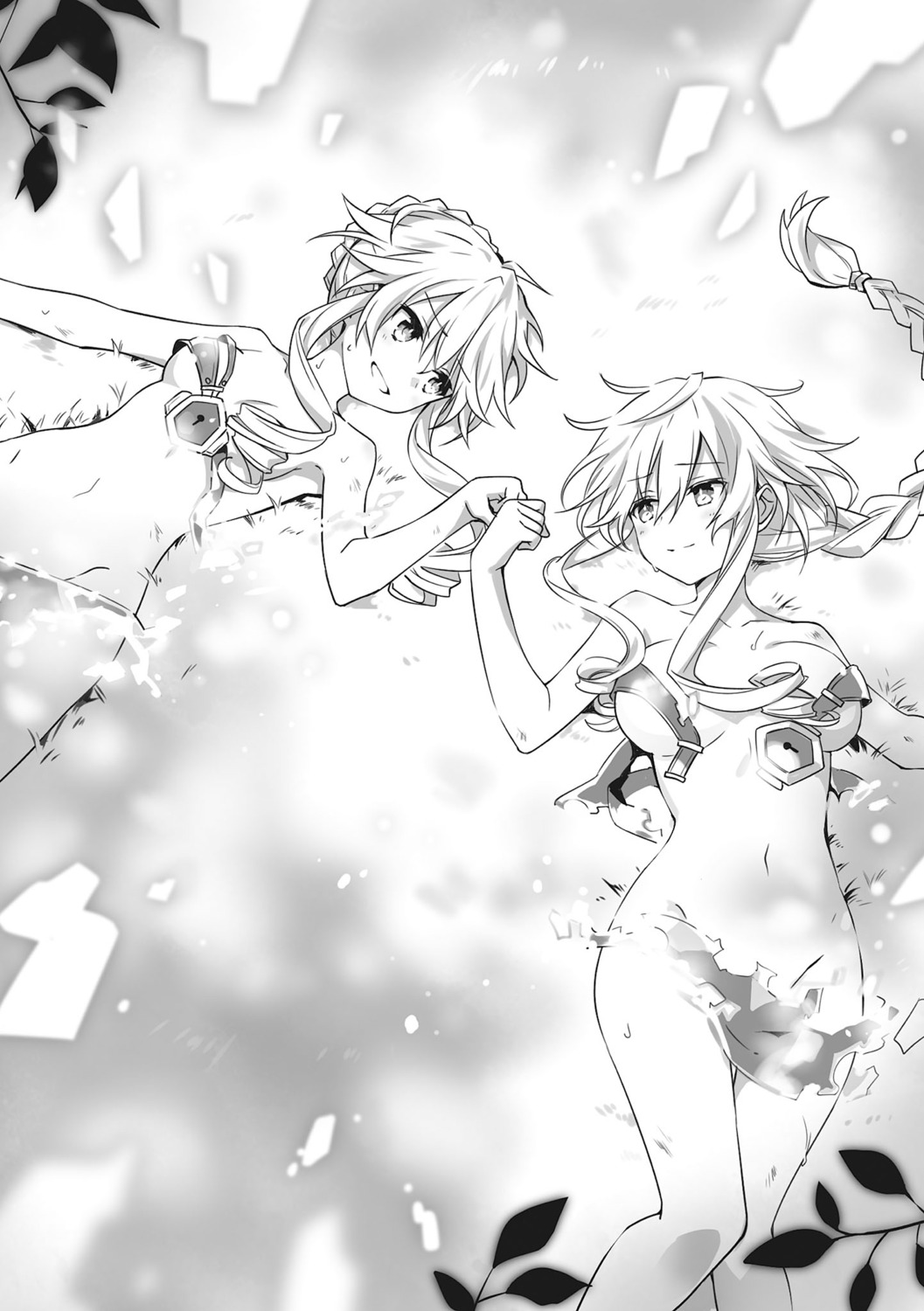 bikini_armor date_a_live monochrome torn_clothes tsunako wardrobe_malfunction yamai_kaguya yamai_yuzuru